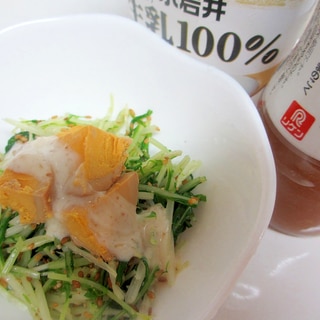 玉ねぎヨーグルト★水菜と味噌卵のゴマサラダ